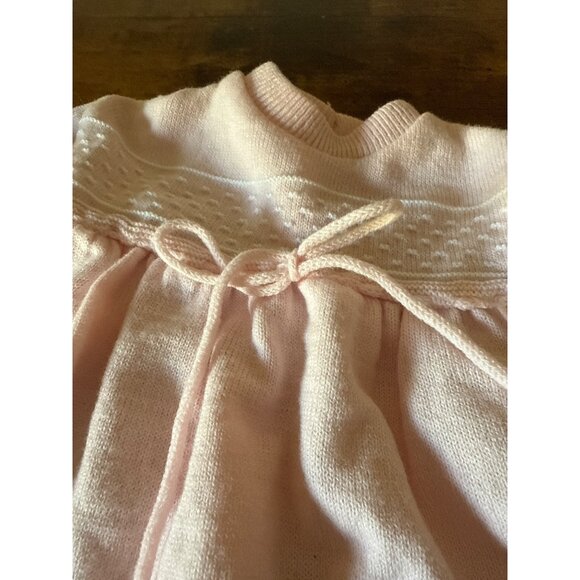 Vintage Baby Girl Doll Knit Dress With Buttons & Bow Pink - Picture 6 of 14